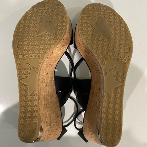 Jimmy Choo Black Leather Wedges - Picture 4 of 6